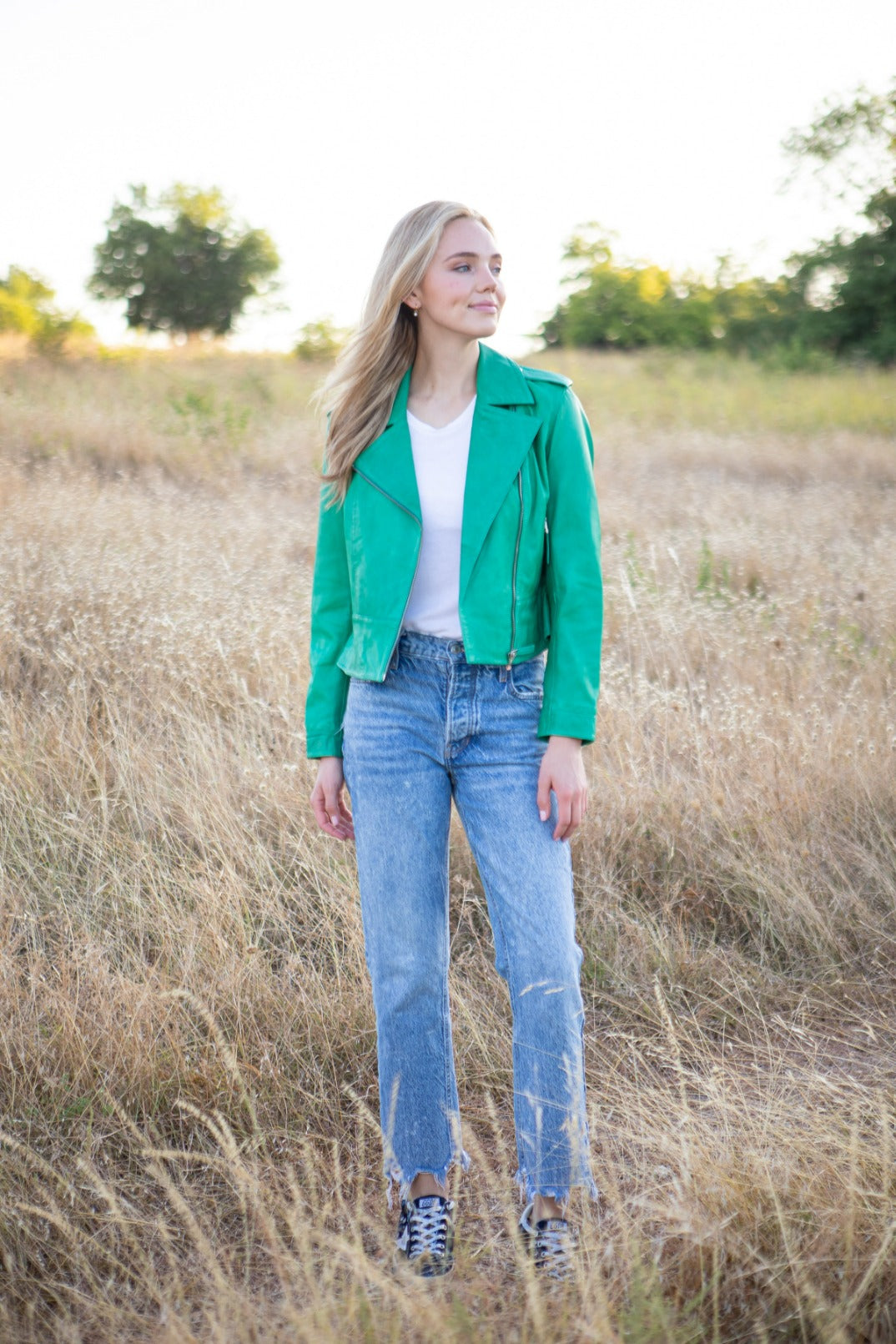 Cropped Washed & Waxed Leather Jacket