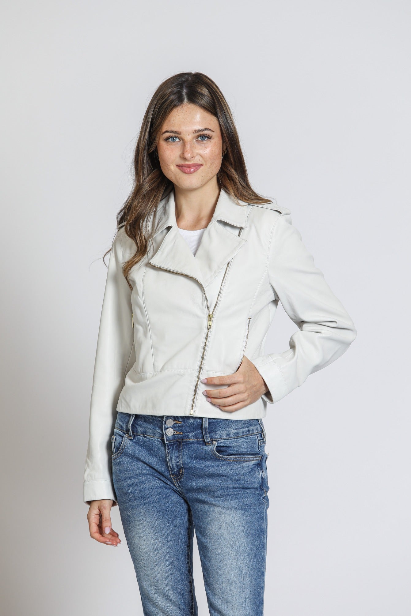 Cropped Washed & Waxed Leather Jacket