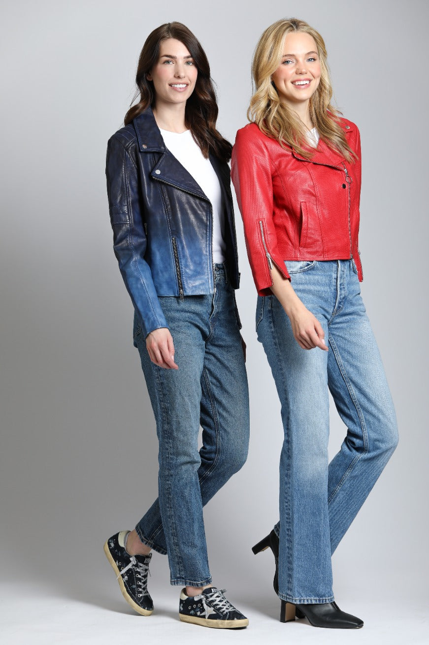 Dip Dyed Lamb Leather Moto Jacket