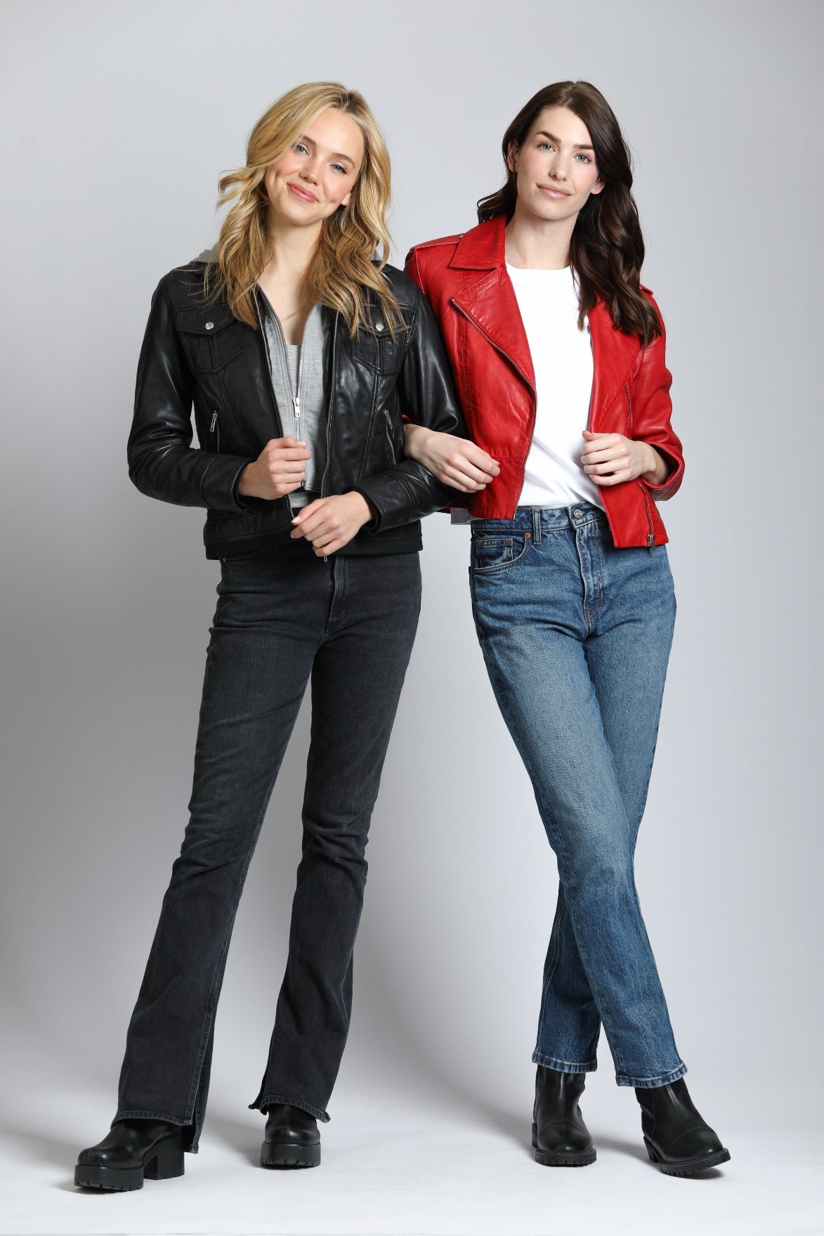 Lamb Leather Jacket With Heather Grey Detachable Hoodie
