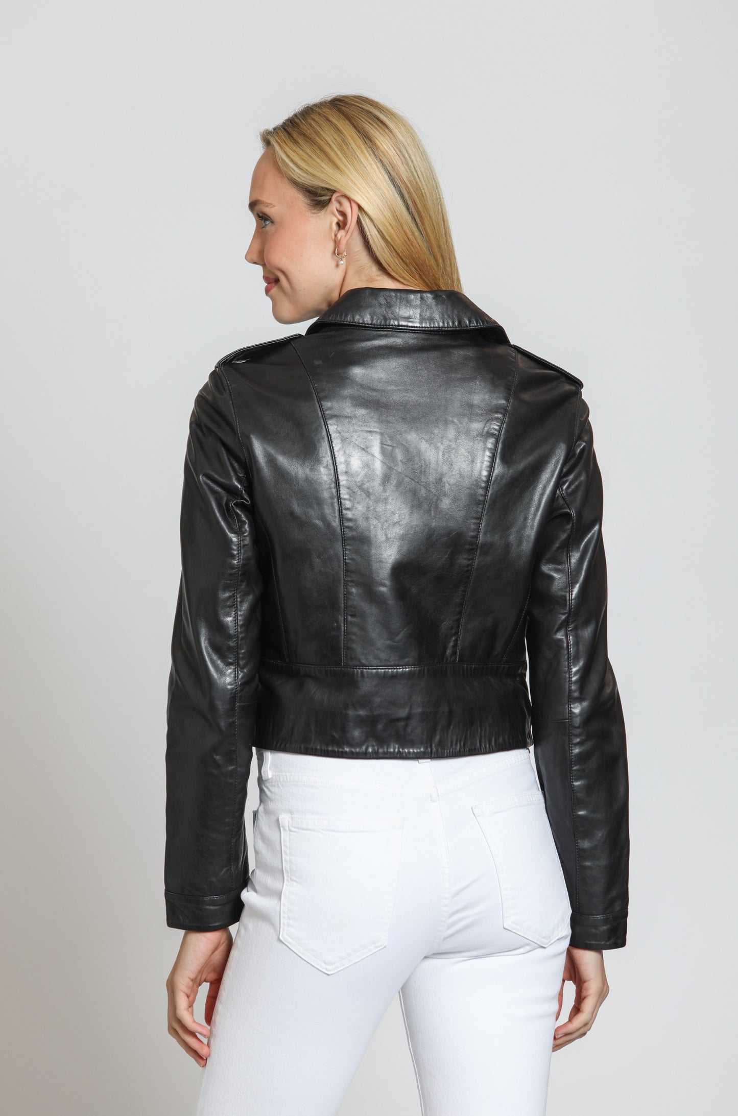 Cropped Washed & Waxed Leather Jacket