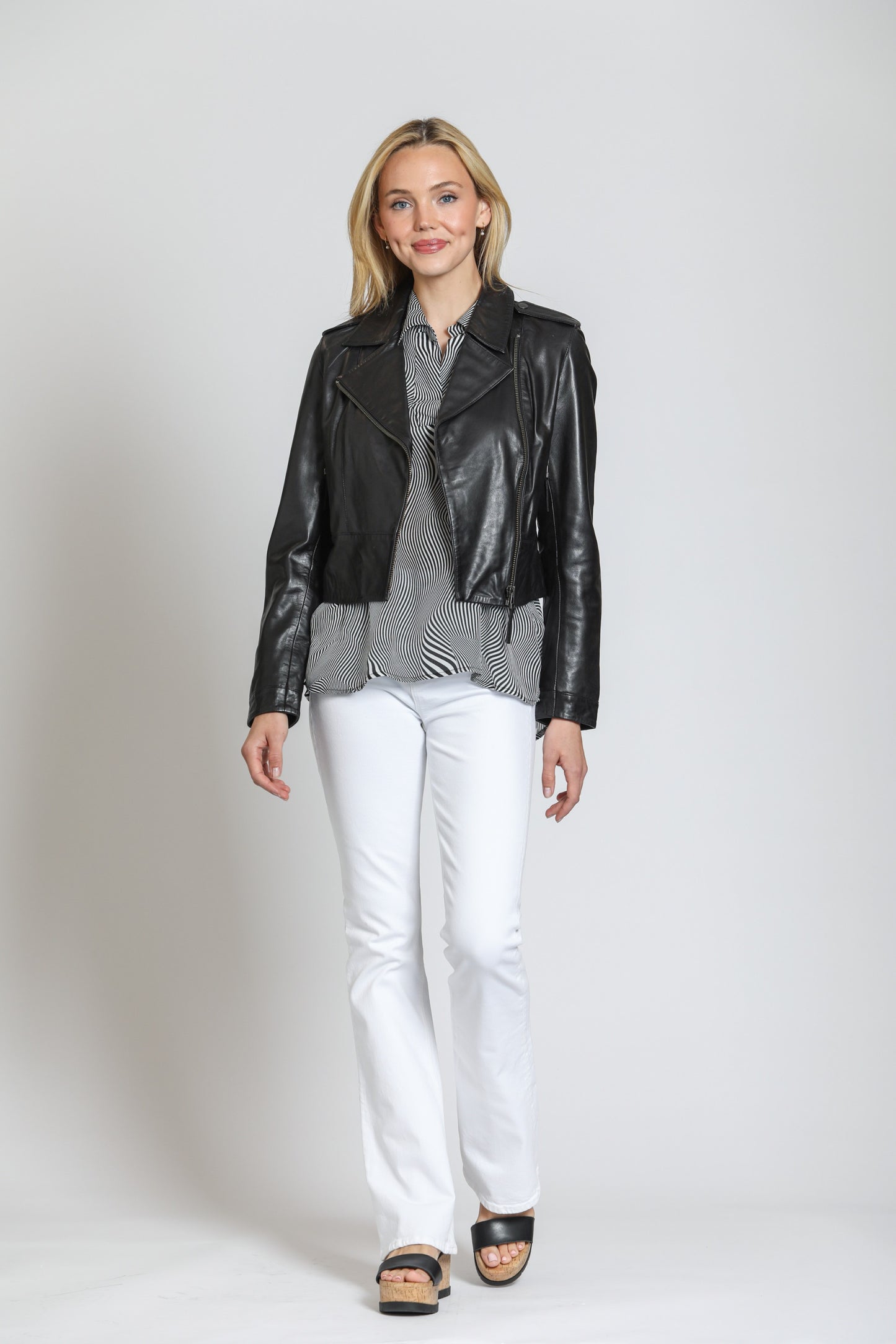 Cropped Washed & Waxed Leather Jacket