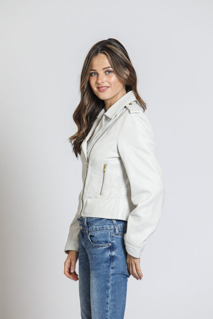 Cropped Washed & Waxed Leather Jacket