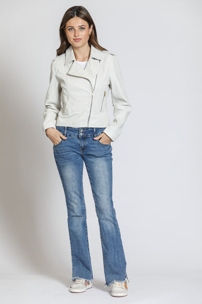 Cropped Washed & Waxed Leather Jacket