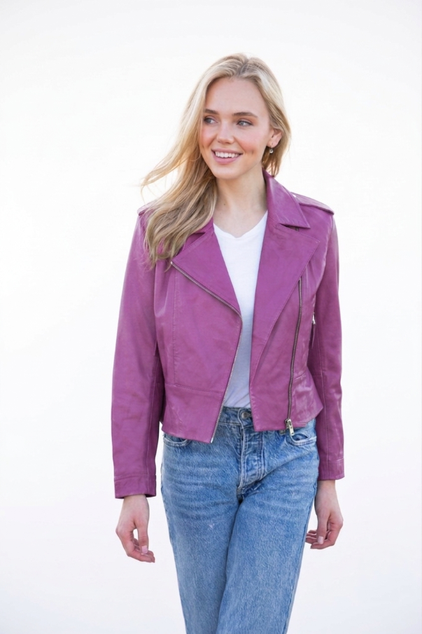 Cropped Washed & Waxed Leather Jacket