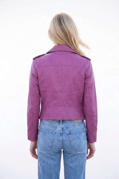 Cropped Washed & Waxed Leather Jacket