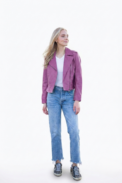 Cropped Washed & Waxed Leather Jacket